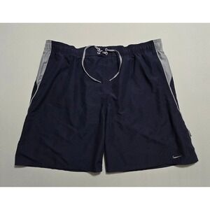 Nike Swim Trunks Mens XXL Navy Blue Grey Colorblock Mesh Lined TFSS0275
